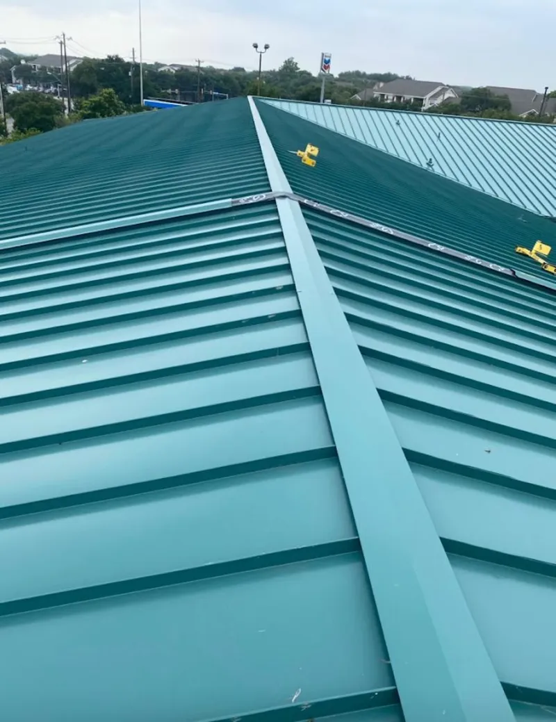 Green commercial metal roof ridge and valley for Metal Roof Repair in East Greenwich